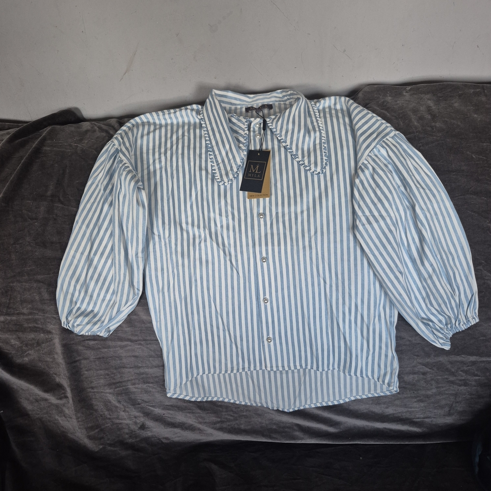 Elegant Blue and White Striped Blouse